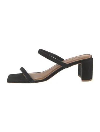 Pre-owned By Far Suede Sandals In Black