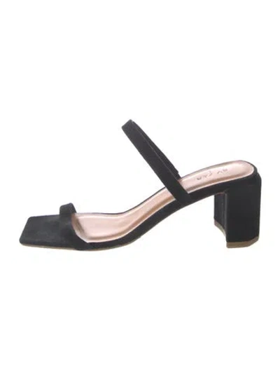Pre-owned By Far Suede Sandals In Black