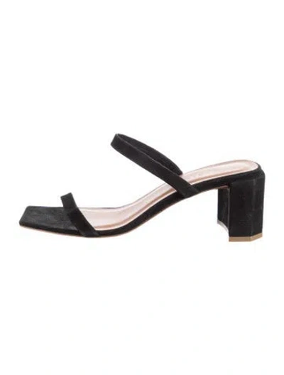 Pre-owned By Far Suede Sandals In Black