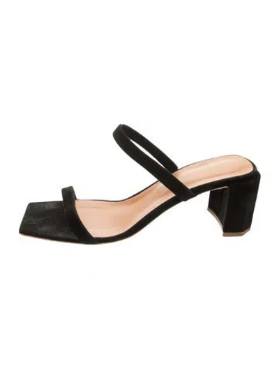 Pre-owned By Far Suede Sandals In Black