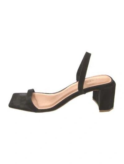 Pre-owned By Far Suede Sandals In Black