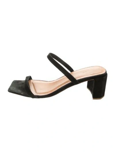 Pre-owned By Far Suede Sandals In Black/green