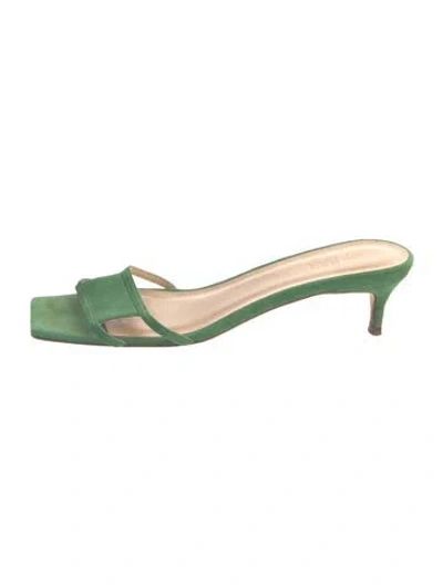 Pre-owned By Far Suede Sandals In Green