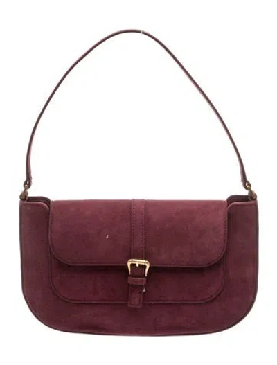 Pre-owned By Far Suede Shoulder Bag In Burgundy