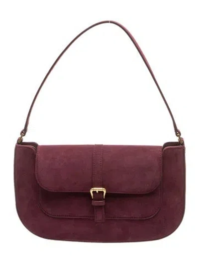 Pre-owned By Far Suede Shoulder Bag In Burgundy
