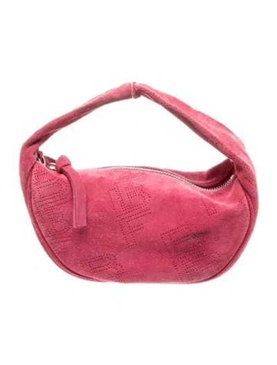 Pre-owned By Far Suede Shoulder Bag In Pink