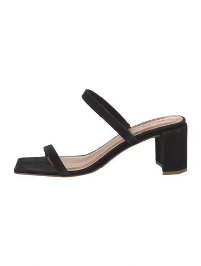 Pre-owned By Far Suede Slides In Black