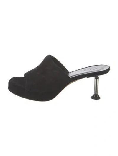 Pre-owned By Far Suede Slides In Black