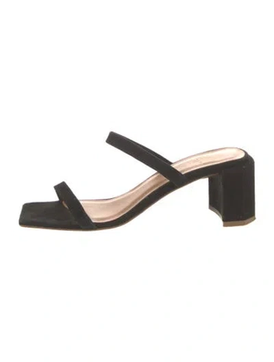 Pre-owned By Far Suede Slides In Black