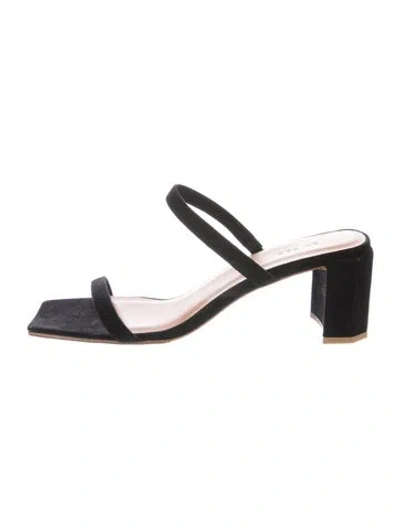 Pre-owned By Far Suede Slides In Black
