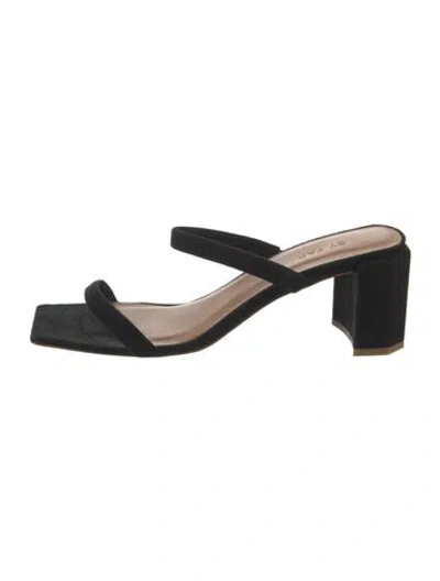 Pre-owned By Far Suede Slides In Black