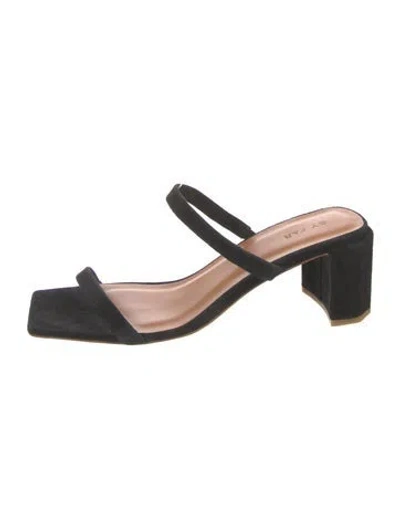 Pre-owned By Far Suede Slides In Black