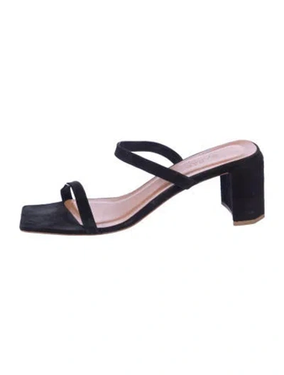 Pre-owned By Far Suede Slides In Black