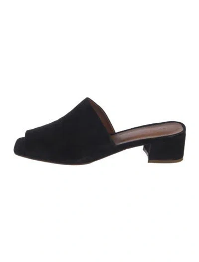 Pre-owned By Far Suede Slides In Black