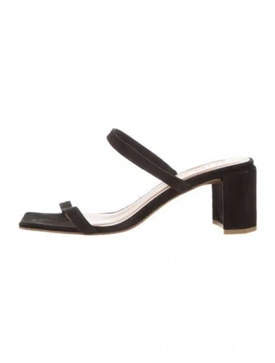 Pre-owned By Far Suede Slides In Black