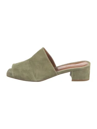 Pre-owned By Far Suede Slides In Green