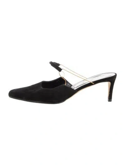 Pre-owned By Far Suede Slingback Pumps In Black