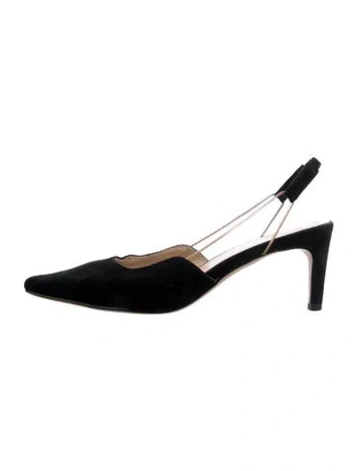 Pre-owned By Far Suede Slingback Pumps In Black