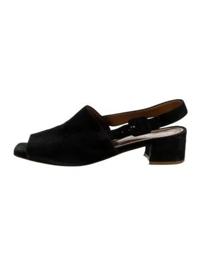 Pre-owned By Far Suede Slingback Sandals In Black