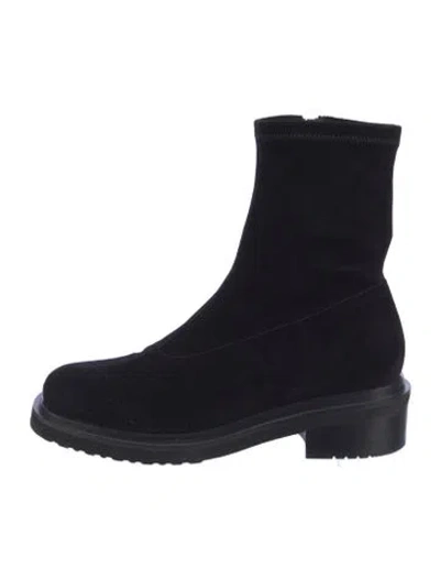 Pre-owned By Far Suede Sock Boots In Black