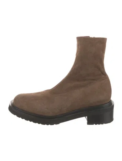 Pre-owned By Far Suede Sock Boots In Brown