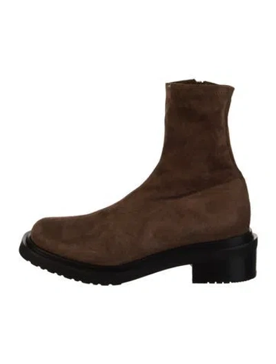 Pre-owned By Far Suede Sock Boots In Brown