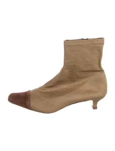 Pre-owned By Far Suede Sock Boots In Neutrals