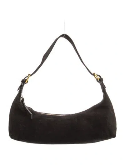 Pre-owned By Far Suede Top Handle Bag In Black