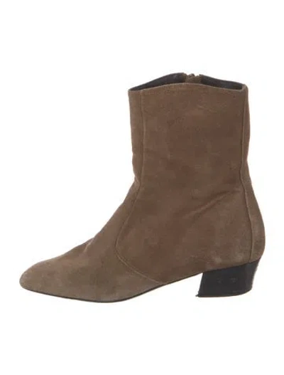 Pre-owned By Far Suede Western Boots In Brown