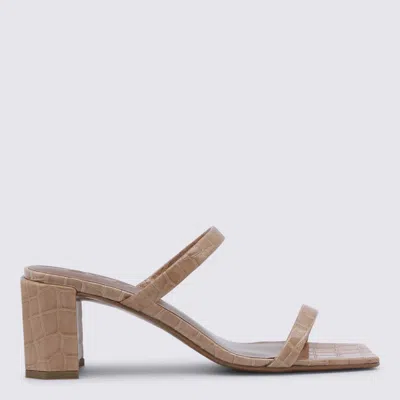 By Far Tanya Light Tan Croco Embossed Leather Sandal In Brown