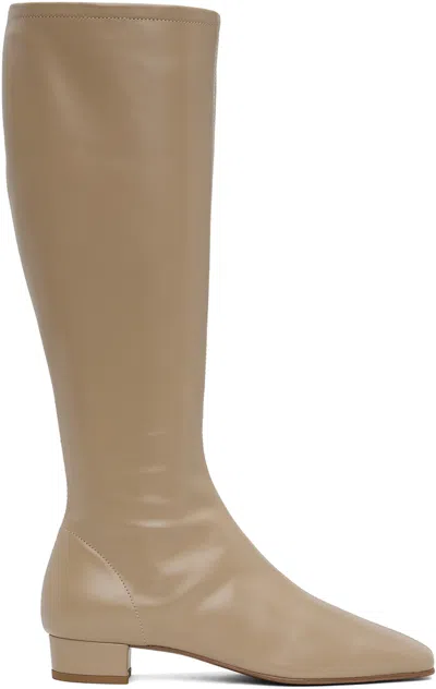 By Far Miller Knee-high Leather Boots In Bg017 Taupe