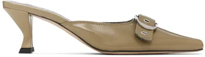 By Far Taupe Evelyn Glossed Nappa Leather Heels
