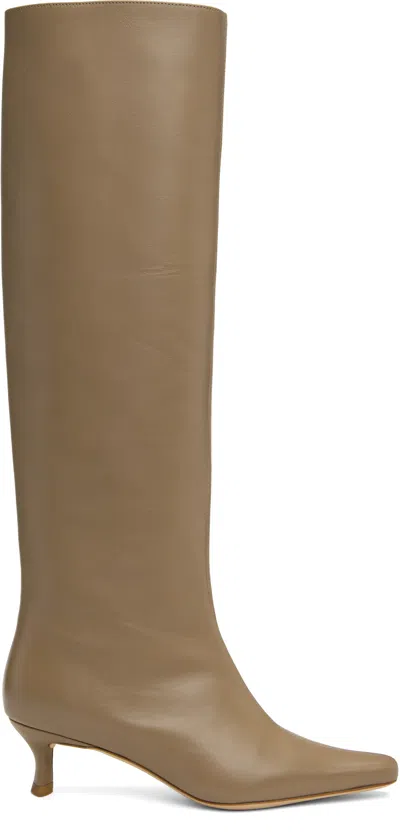 By Far Taupe Kitten Stevie 42 Tall Boots In Bg017 Taupe