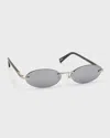 By Far Texas Matt Oval Metal & Acetate Sunglasses In Gray