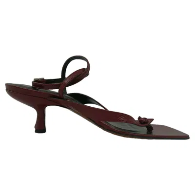 By Far Thong Kitten Heel Sandals In Burgundy Leather In Red