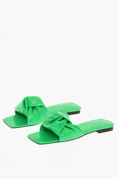 By Far Twisted Leather Sandals In Green