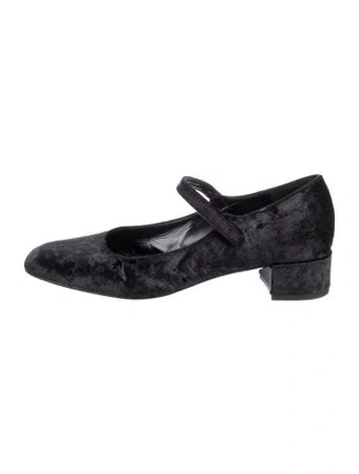 Pre-owned By Far Velvet Pumps In Black