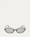 By Far Velvet Semi-transparent Round Acetate Sunglasses In Gray