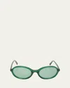 By Far Velvet Semi-transparent Round Acetate Sunglasses In Transparent Emerald