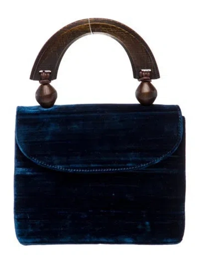 Pre-owned By Far Velvet Top Handle Bag In Blue