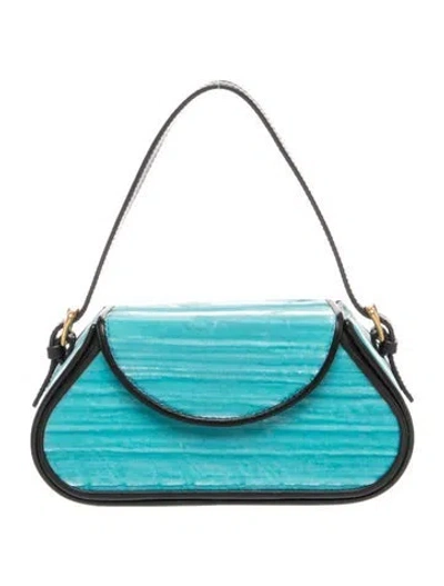 Pre-owned By Far Velvet Top Handle Bag In Blue