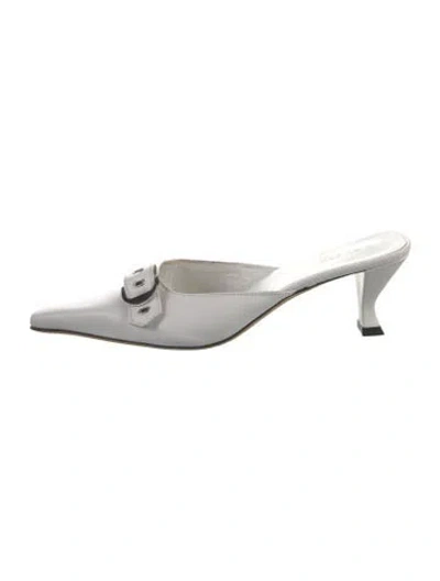 Pre-owned By Far Vintage Leather Mules In White