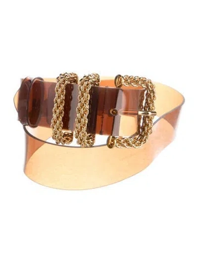 Pre-owned By Far Vinyl Belt In Brown