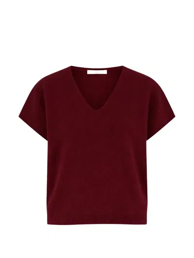 By Far V-neck Short-sleeve Sweater In Red