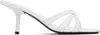 By Far White Julie Creased Calf Leather Heeled Sandals