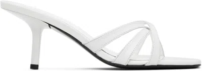 By Far White Julie Creased Calf Leather Heeled Sandals