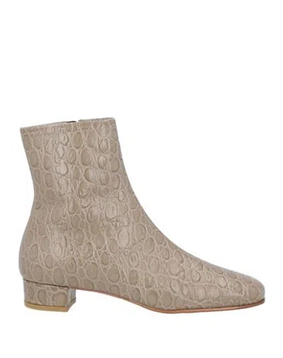 By Far Woman Ankle Boots Taupe Size 5 Leather In Gray