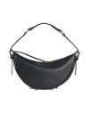 By Far Black Leather Handbag With Silver-colored Details Woman In Black