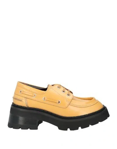 By Far Woman Lace-up Shoes Ocher Size 6 Soft Leather In Yellow