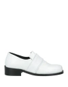 By Far Maxi Croco Embossed Leather Loafers In White